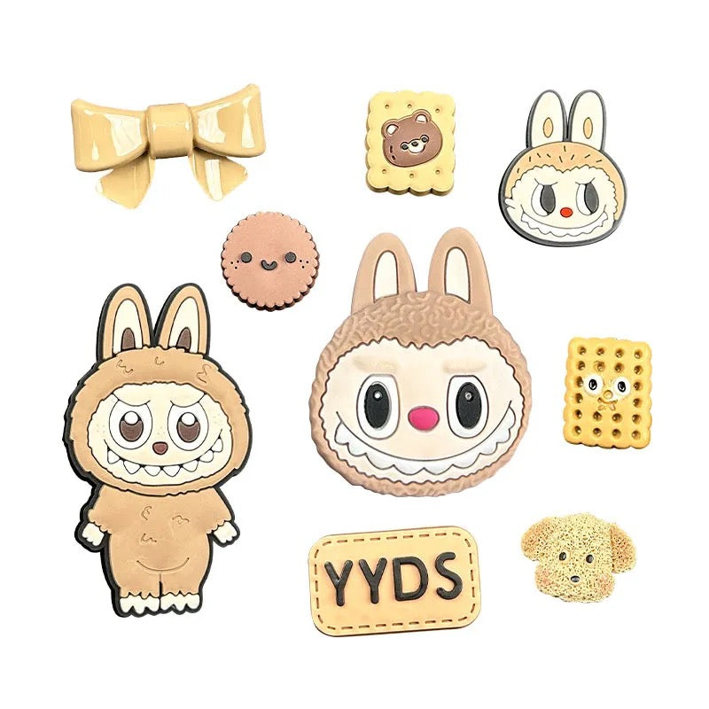 Labubu Shoe Charms 9-Pack – Vintage Cookie & Character Clog Clips